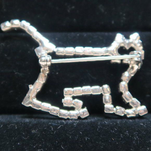 .925 Sterling Silver Plated Brilliant Rhinestone Cat Brooch / Pin - Picture 5 of 5